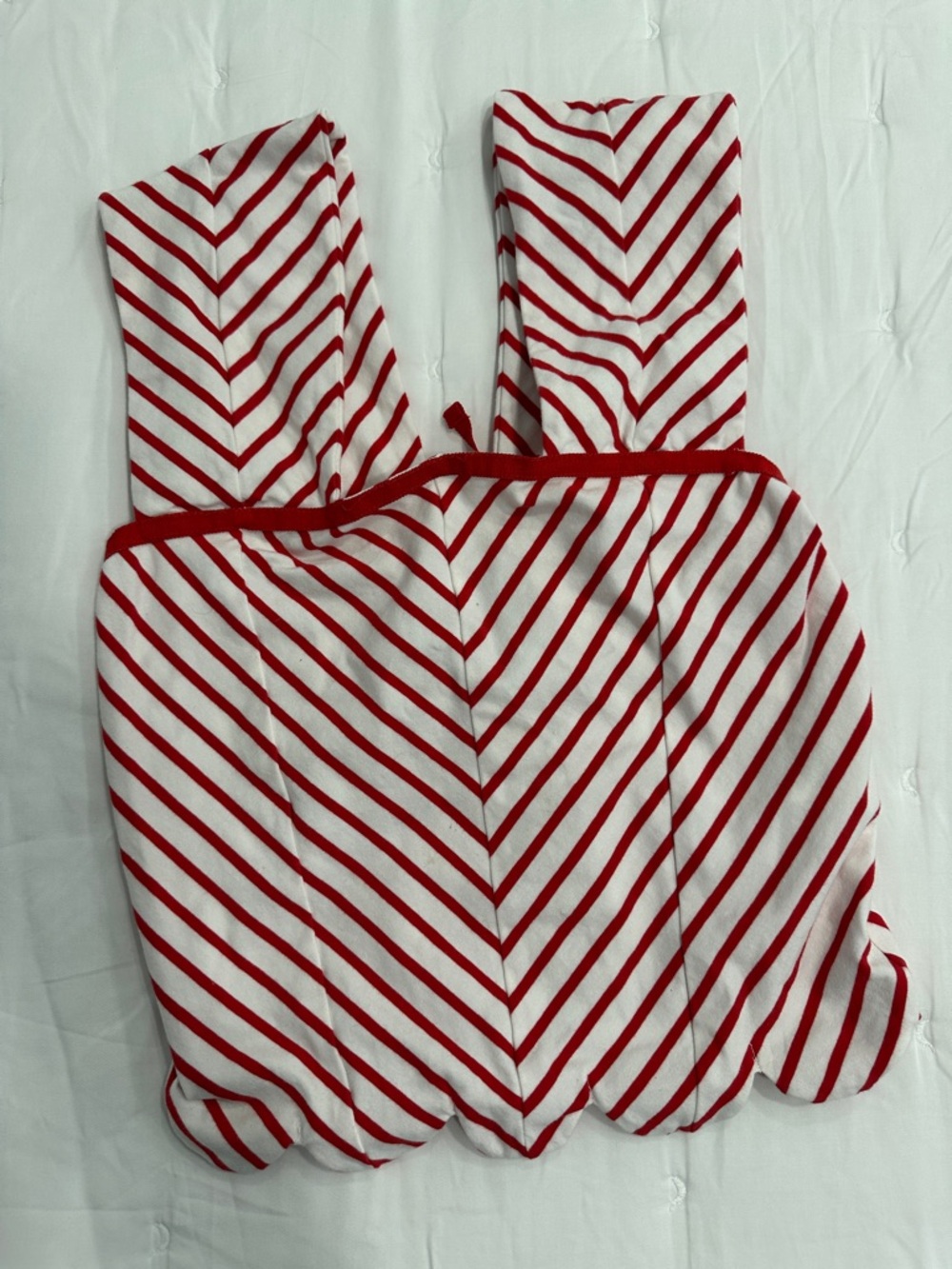 Women's Red and White Striped Scallop-Hem Tank Top